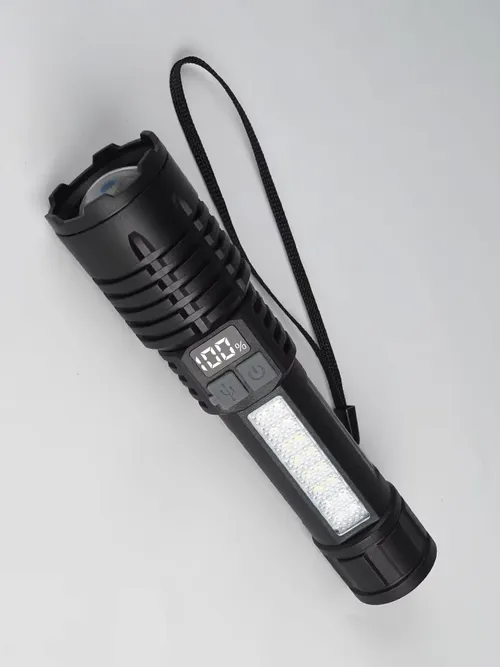 ポータブル充電式ハイパワー LED 懐中電灯表示画面ズーム戦術的なトーチランプ緊急サイドライトランタン
