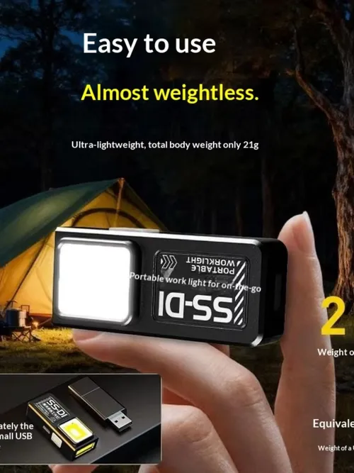 ミニCOB LED懐中電灯 USB-C充電式 パワフル作業灯 クリップ・マグネット付き 防水 EDC キャンプ ウォーキング ポケットランプ