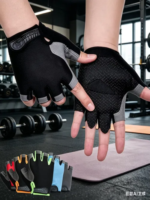 1 ペアジムグローブ指なし手袋滑り止め衝撃吸収手袋スポーツグローブトレーニング重量挙げサイクリング用