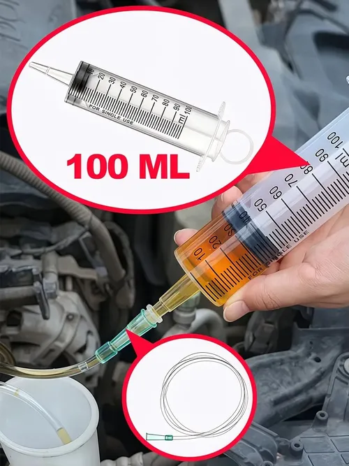 シリンジ型水吸引/注入兼用自動車用ツール1セット。エンジンオイルの吸引/注入に使用できます。