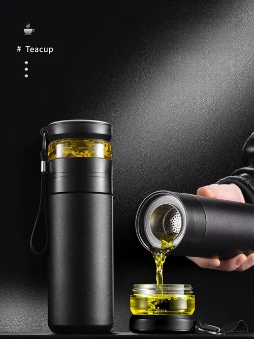 500 ミリリットル茶注入器魔法瓶ステンレス鋼断熱カップ独立した茶収納ハンドルトラベルマグビジネスカップギフト