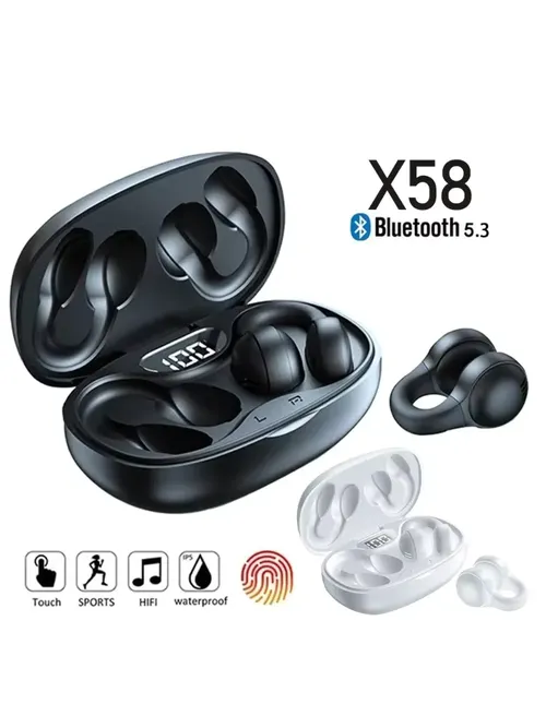 TWS X58 ワイヤレス骨伝導ヘッドフォン Bluetooth イヤホン防水スポーツイヤフォンイヤリング耳フックマイクヘッドセット