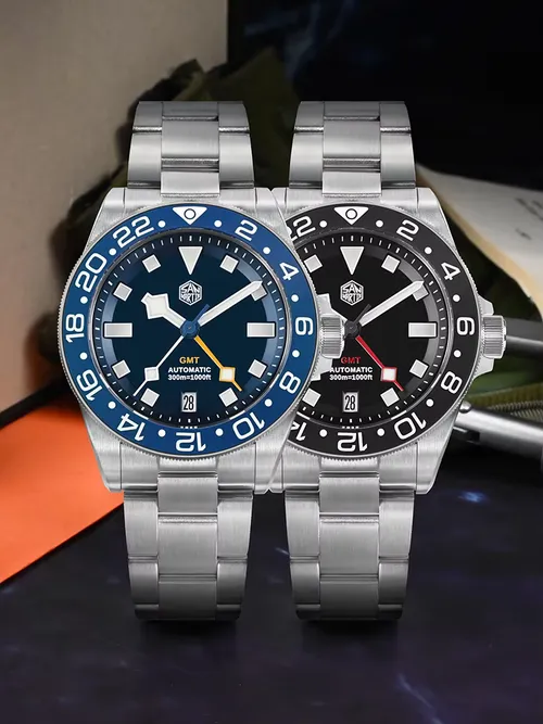 サン・マルティン SN0121TF 39mm アップグレード版 GR5チタン製腕時計 HZ6460 GMT自動巻きムーブメント サファイアガラス BGW9夜光塗料 防水腕時計