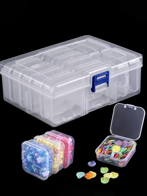 透明プラスチック製収納ボックス 多機能ジュエリービーズ 小物整理ケース クラフト ハードウェア ピル シード