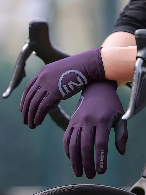 INBIKE 2024 サイクリング手袋ゲルパッド入り男性秋冬フリースロードバイク手袋 MTB フルフィンガータッチスクリーンバイクアクセサリー