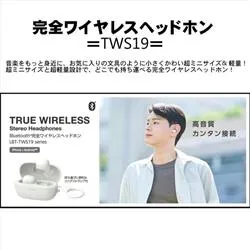 Bluetoothイヤホン 完全ワイヤレス TWS19 ホワイト LBT-TWS19WH