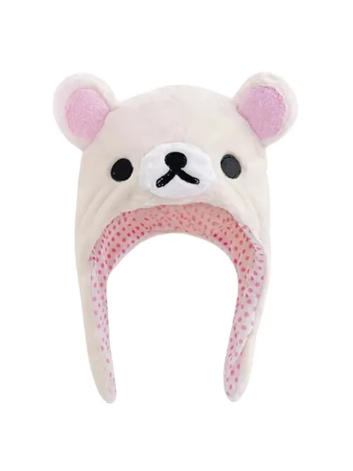 リラックマ Korilakkuma クマぬいぐるみロシア帽帽子かわいいかわいい冬の帽子女性ガールズボーイズキッズ漫画アニメキャップ Gorras