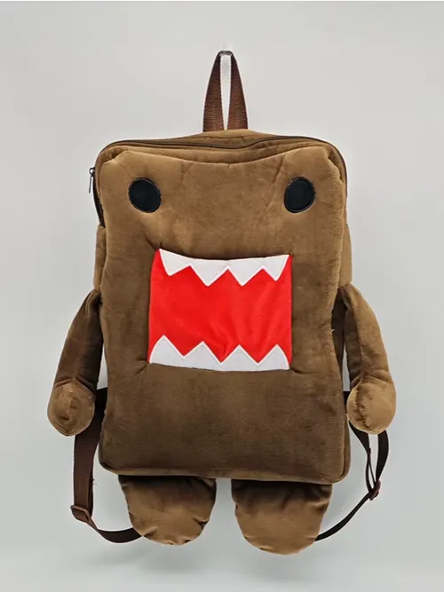 どーもくんぬいぐるみバックパック女性男性ブラウンぬいぐるみバッグかわいい小さなショルダーメッセンジャーバッグ