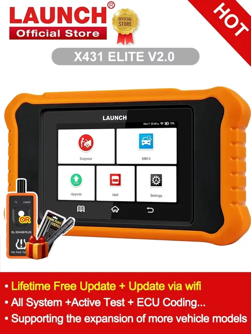 LAUNCH X431 ELITE V2.0 車診断ツール自動 OBD OBD2 スキャナ ECU コーディング双方向オールシステムコードリーダー無料アップデート