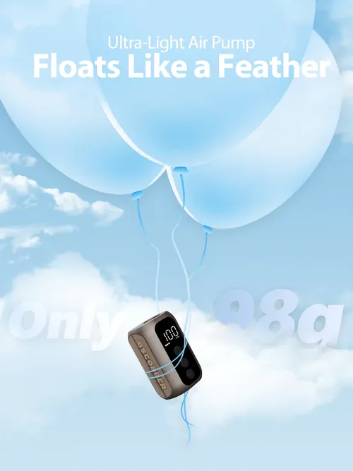 BSCOBBER A5mini ポータブルエアポンプ ポータブル充電式ワイヤレス自転車アクセサリー タイヤインフレータ 100PSI高圧