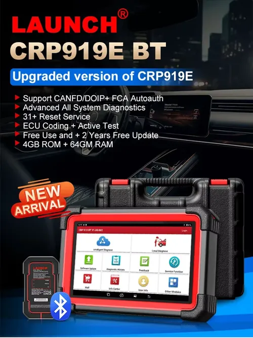 2026 LAUNCH X431 CRP919E BT双方向スキャンツール、フルシステム診断スキャナー、31種類以上のリセット機能、ECUコーディング、CANFD&DOIP、V.A.Gガイド付き