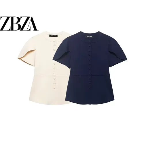 通勤スタイル バブルスリーブ ニットコート スリットデザイン レディースファッション ポリエステル繊維 ラウンドネック 半袖 通気性