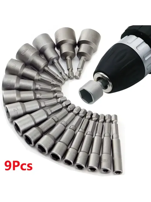 9個/セット 5mm-13mm 六角ソケット スリーブ ノズル ナットドライバーセット スクリュードライバーセット シュロエヴェンドライヤーセット ビットセット ツール ソケットレンチ
