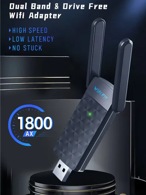 WiFi 6 USB3.0 アダプター 1800Mbps 5G/2.4GHz USB Wi-fi ドングル ワイヤレス 802.11ax ネットワークカード ハイゲインアンテナ Windows 10 11用
