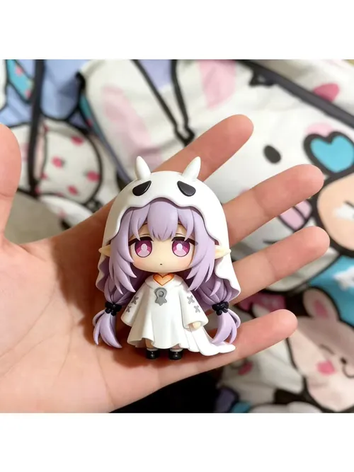 かわいいゴーストガールアニメフィギュア Q バージョン紫髪エルフ耳置物デスクトップ装飾品理想的なギフト誕生日クリスマスプレゼント