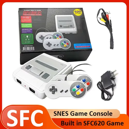 미니 휴대용 레트로 비디오 게임 콘솔 SNES 홈 게임 플레이어 AV 출력 내장 SFC620 게임 유선 게임패드 포함 게임 액세서리