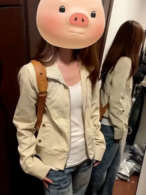 레트로 아메리칸 자켓 여성 패션 짧은 캐주얼 탑 얇은 아우터 한국 스타일 스몰 사이즈 가을 신상품