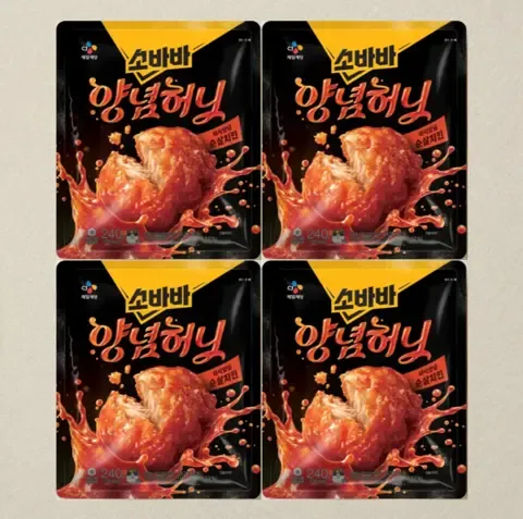 [CJ 더 마켓] [무료배송]소바바 양념순살240gX4개+[사은품]코카-콜라 제로 500mlX2개 (총 6개)