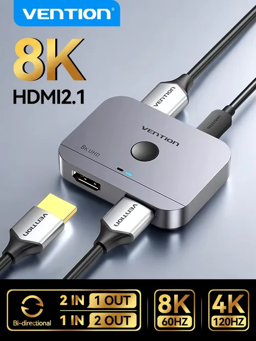 Vention HDMI 2.1 분배기 8K 60Hz 4K120Hz TV 용 양방향 2 in 1 out Xiaomi Xbox PS4 5 HDMI 호환 모니터 HDMI 스위처