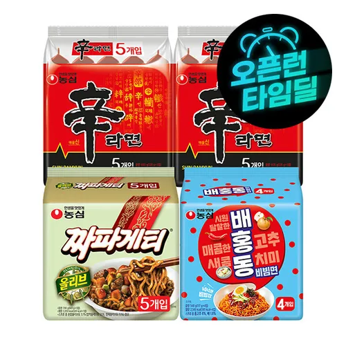 (타임딜)농심 신라면 10개+짜파게티 5개+배홍동 4개