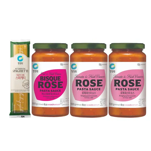 청정원 파스타소스, 로제, 600g, 2개 + 비스크로제, 600g, 1개 + 스파게티면, 500g, 1개