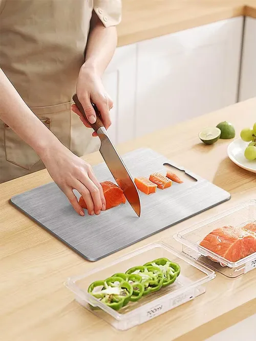 주방용 스테인레스 도마 304 스틸 두꺼운 양면 식품 등급 휴대용 과일/고기 절단 도마