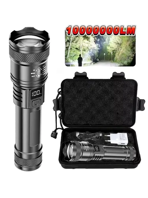 2000LM 울트라 브라이트 P50 LED 손전등 전술 EDC 비상 스포트라이트 텔레스코픽 줌 핸드헬드 토치(14500/18650 배터리 포함)