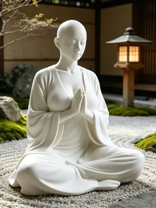 흰색 젠 명상 조각상 미니멀리스트 피규어 영적 예술 장식 요가실 침실 거실을 위한 이상적인 장식품 및 선물