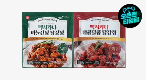 멕시카나 닭강정 매콤달콤맛 마늘간장맛 500g 4팩