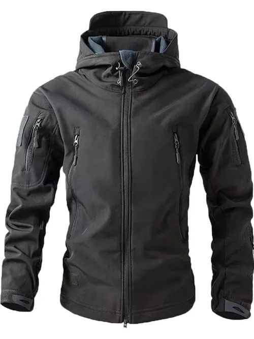 남성 겨울 가을 따뜻한 Softshell 양털 후드 카고 재킷 캠핑 하이킹 등산 사냥 낚시 야외 방풍 M-5XL