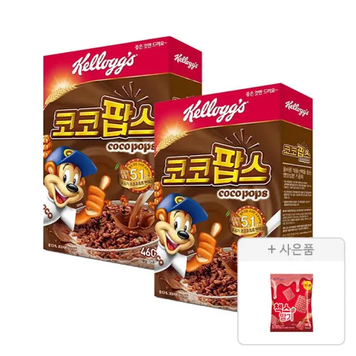 켈로그 코코팝스 460g, 2개 + 증정(첵스초코 딸기 30g, 1개)