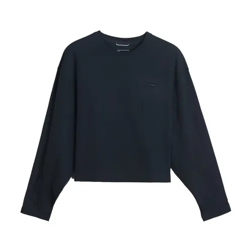 Li-Ning 여성용 스포츠 스타일 100% 폴리에스테르 루즈핏 LiNing 긴 소매 티셔츠 탑 ATLV440