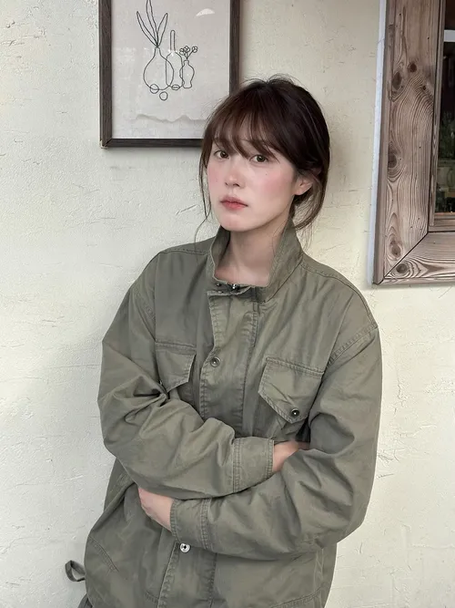 루즈핏 아웃도어 작업복 자켓 여성용 아메리칸 레트로 스타일 밀리터리 그린 스탠드 칼라 지퍼 클로저 캐주얼 스포티 코트