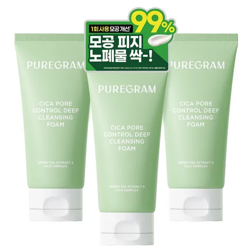 2+1 출시하자마자 1위 퓨어그램 모공이별 딥클렌징폼 제주 그린티 저자극 폼클렌징 120ml