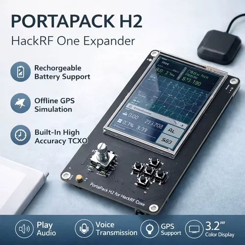 HackRF One용 PORTAPACK H2 터치스크린 확장 보드, 배터리 충전, TCXO 클록, 오디오 입력 출력, TF 카드 슬롯