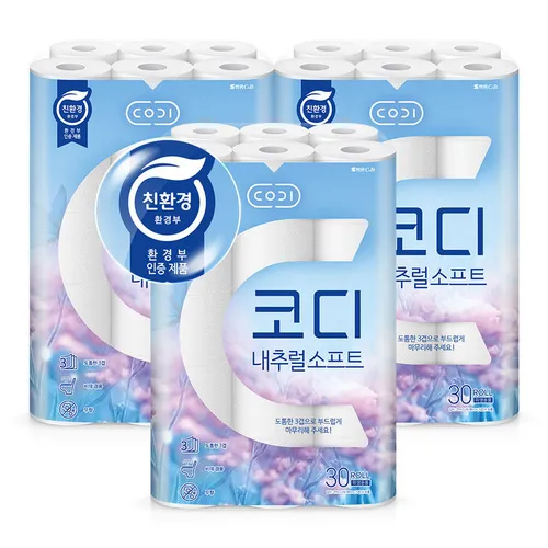 코디 3겹 내추럴소프트, 27m, 30롤, 3개