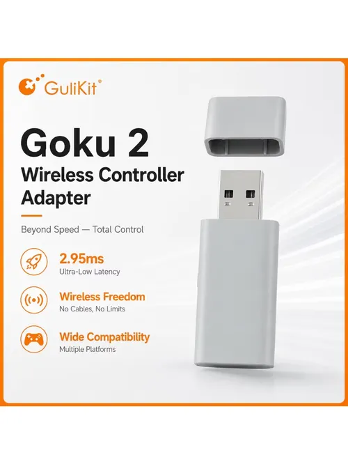 Gulikit Goku 2 무선 컨트롤러 어댑터 수신기 동글 (윈도우, 스위치 1/2, PS4, 안드로이드, Xbox 시리즈 S/X, Xbox One 플랫폼용)