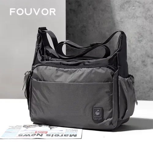 Fouvor 남성용 블랙 숄더백 대형 패션 나일론 스포츠 여행 크로스바디 백 2025 방수 캐주얼 경량 가방 3027-06