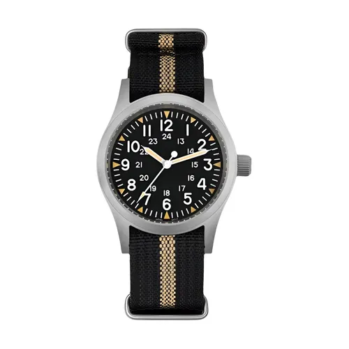 Militado ML05 38mm 군용 시계 Miyota 2035 무브먼트 돔형 사파이어 크리스탈 C3 녹색 빛나는 10Bar 방수 빈티지 시계