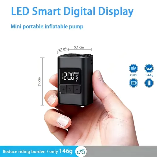 미니 휴대용 무선 전기 에어 펌프, LED 디스플레이와 빠른 충전 기능, 120PSI, 자전거, 오토바이, 스포츠 공 등에 적합