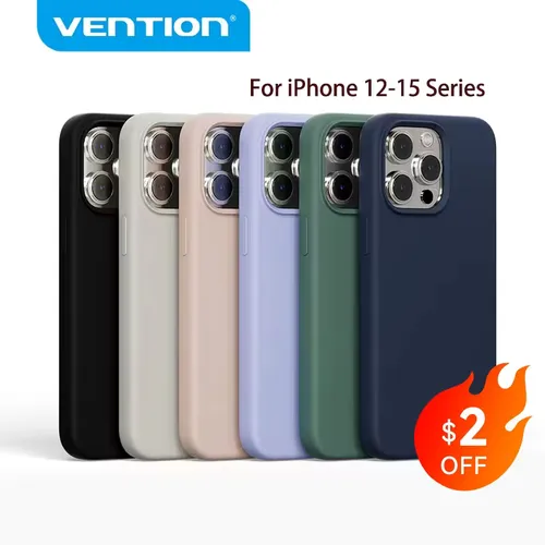 Vention 실리콘 마그네틱 케이스 iPhone 16 15 14 13 12 Pro Max 무선 충전 커버 자석 무선 충전 전화 케이스