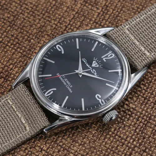 상하이 다이아몬드 기계식 시계 남성용 수동식 시계 7120 무브먼트 38MM 스테인레스 스틸 방수 남성용 선물