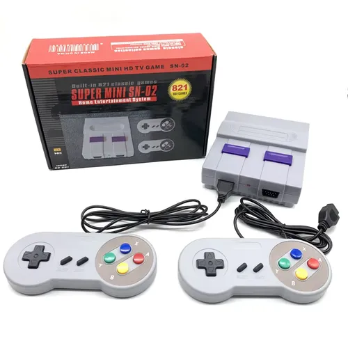 레트로 SNES 8비트 게임용 게임기, 821개 게임 내장 미니 TV 비디오 게임 콘솔, SNES용 게임패드 2개, AV 출력 지원