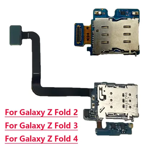 삼성 갤럭시 Z 폴드 3 2 4 Fold3 Fold2 SM-F936U F926 F916 SIM 카드 리더 소켓 홀더 플렉스 케이블 교체 부품