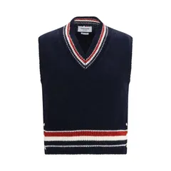 Thom Browne RWB Striped Wool-Blend Sweater Vest — Blue