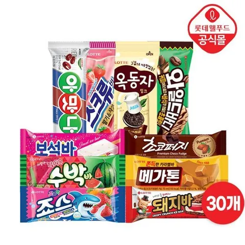 (NS홈쇼핑)롯데 베스트 아이스크림 스틱 바 30개 세트 (옥동자/스크류바/보석바 등)..36012131
