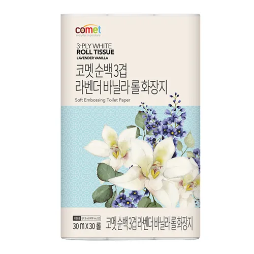 코멧 순백 3겹 라벤더 바닐라 롤화장지