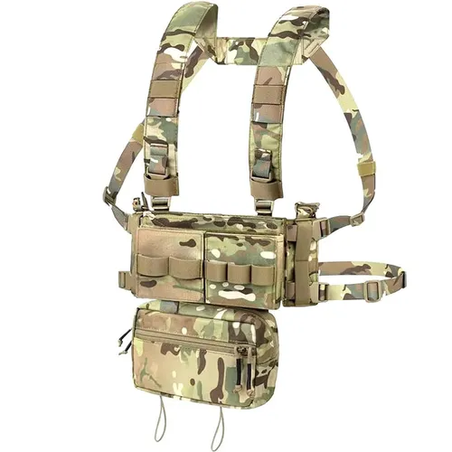 다기능 MOLLE 멀티 포켓 퀵 릴리스 체스트 리그가있는 야외 전술 조끼 하이킹 캠핑 훈련