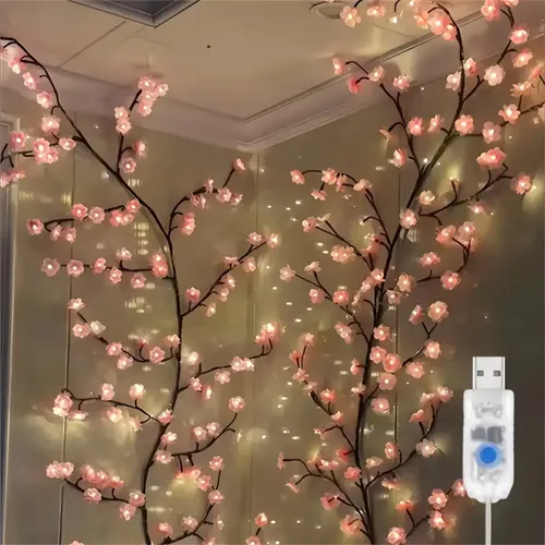 벚꽃 96 Led USB 나뭇 가지 등나무 조명 8 모드 다채로운 문자열 램프 발렌타인 크리스마스 웨딩 침실 장식