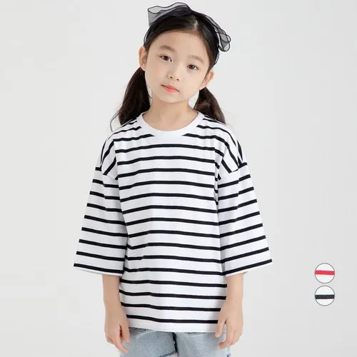 롤리트리 아동용 7부 스트라이프 티셔츠